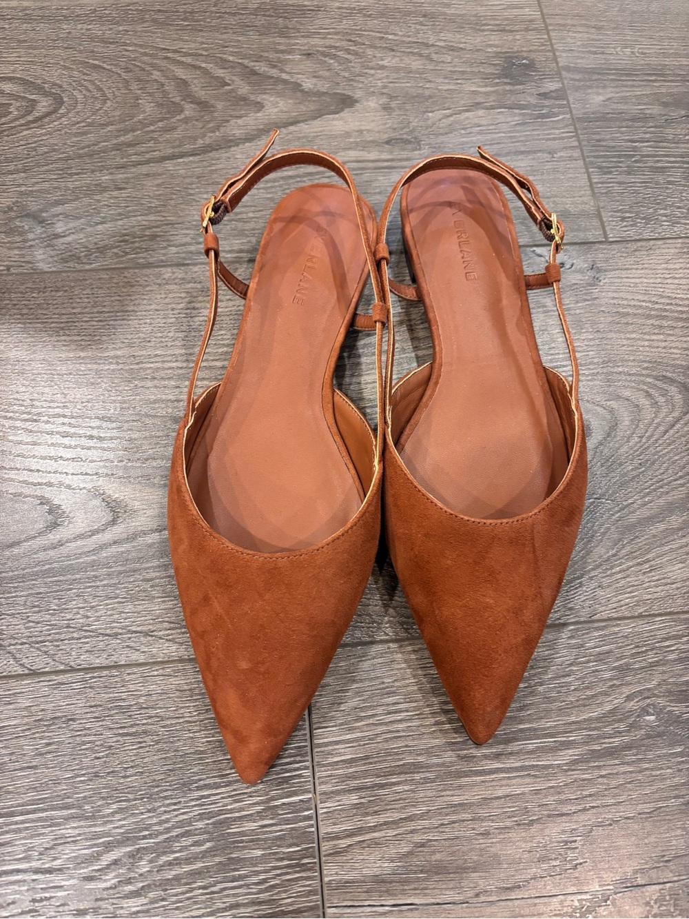 New Everlane Tan Brown Point Toe Sandals 7.5